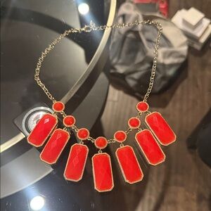 Red Statement Bib Necklace – Women Jewelry